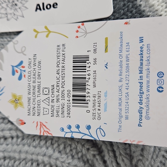 Muk Luks Sherpa Lined Slipper Socks S/M 6-8 - Picture 4 of 6